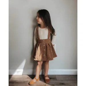 Praline Brown Corduroy Suspender Skirt