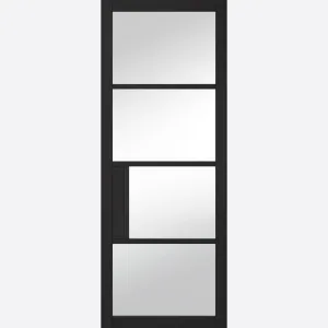 Pre-Assembled Black Primed Chelsea Glazed 4L Clear Door Set