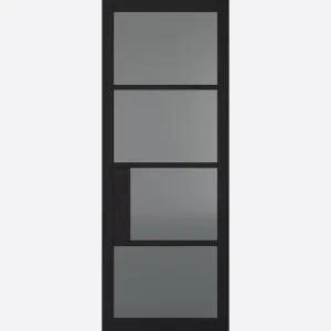 Pre-Assembled Black Primed Chelsea Glazed 4L Tinted Door Set