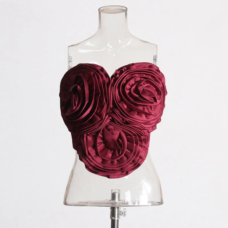 Pre Order:  3D Flower Back Zip Tube Top