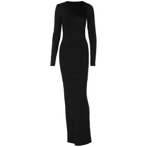 Pre Order:  Bodycon Slant Neck Split Back Dress