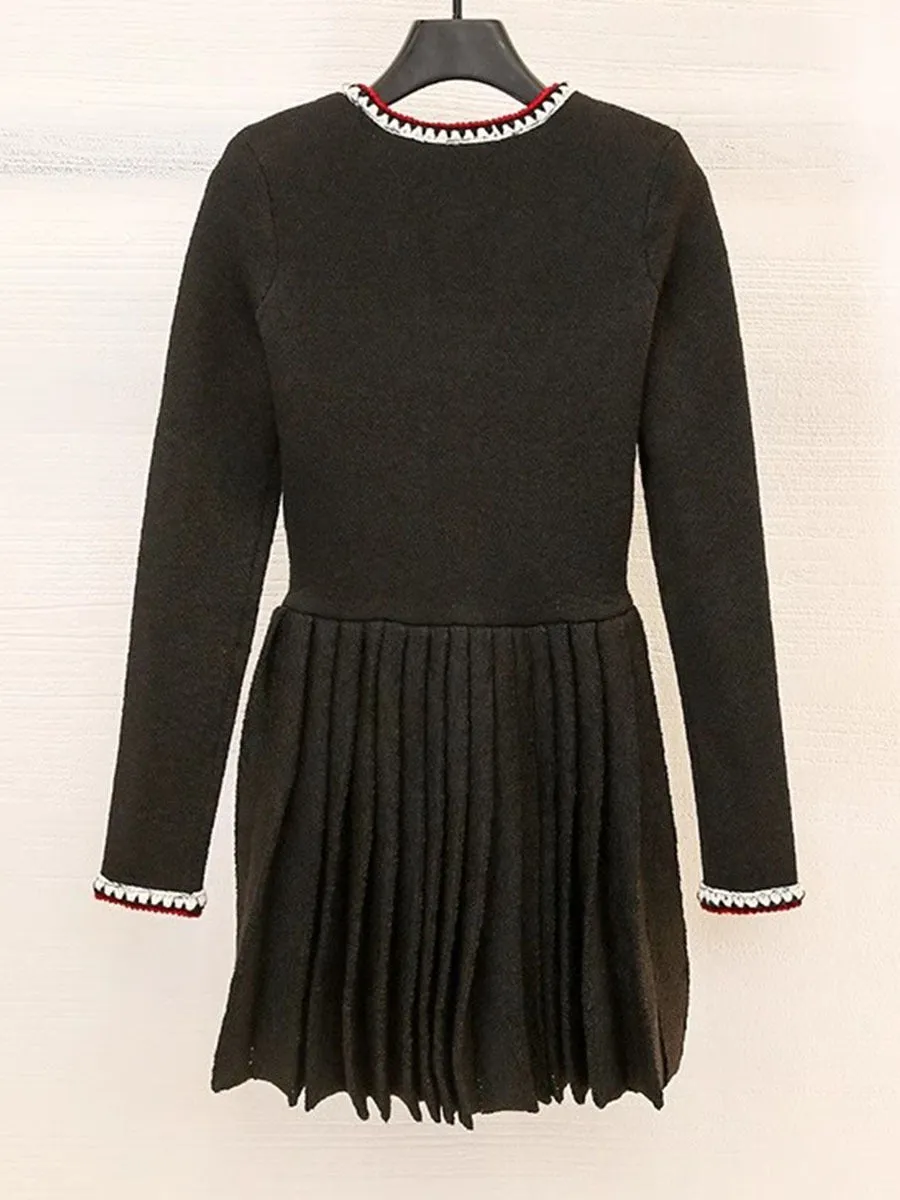 Pre Order:  Classic V-neck Knitted Cardigan Dress