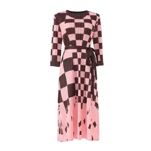 Pre Order:  Elegant Checkered Midi Dress