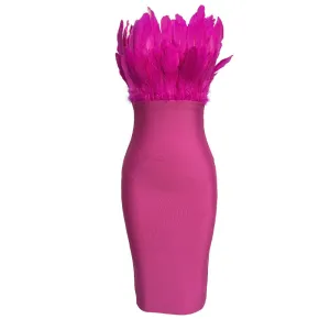 Pre Order:  Feather Solid Slim Strapless Midi Dress