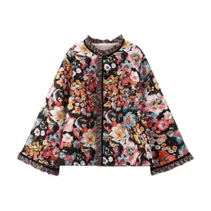 Pre Order:  Floral Ruffled Edges Thick Jacket