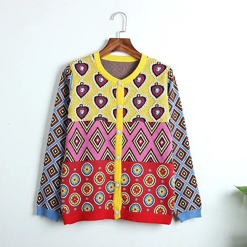 Pre Order:  Geometric Vintage Open Stitch Cardigan