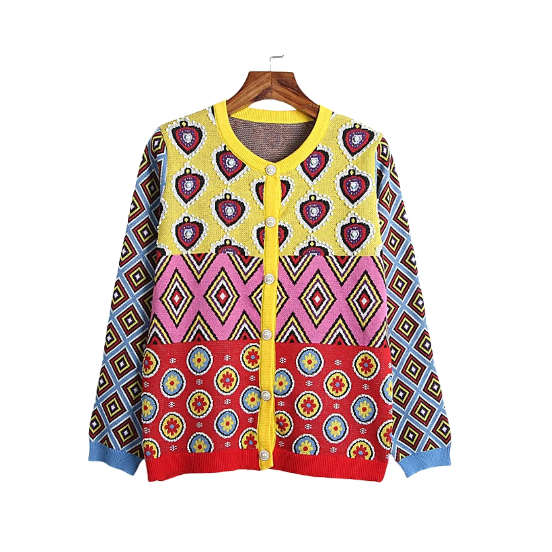 Pre Order:  Geometric Vintage Open Stitch Cardigan