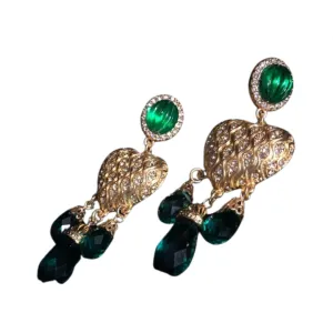 Pre Order: Green Water Droplet Heart-Shaped Earrings