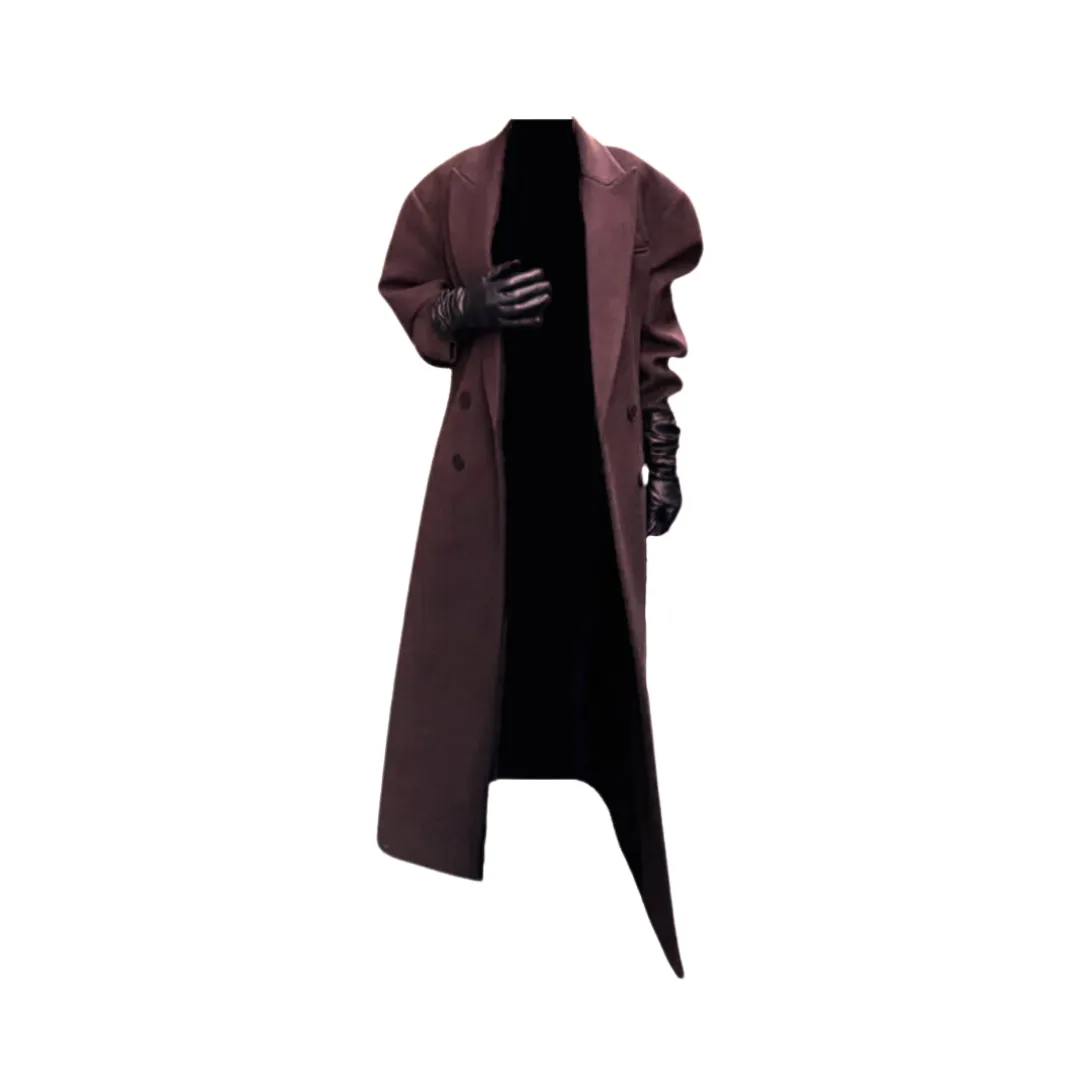 Pre Order: Long Padded Shoulder Lapel Coat