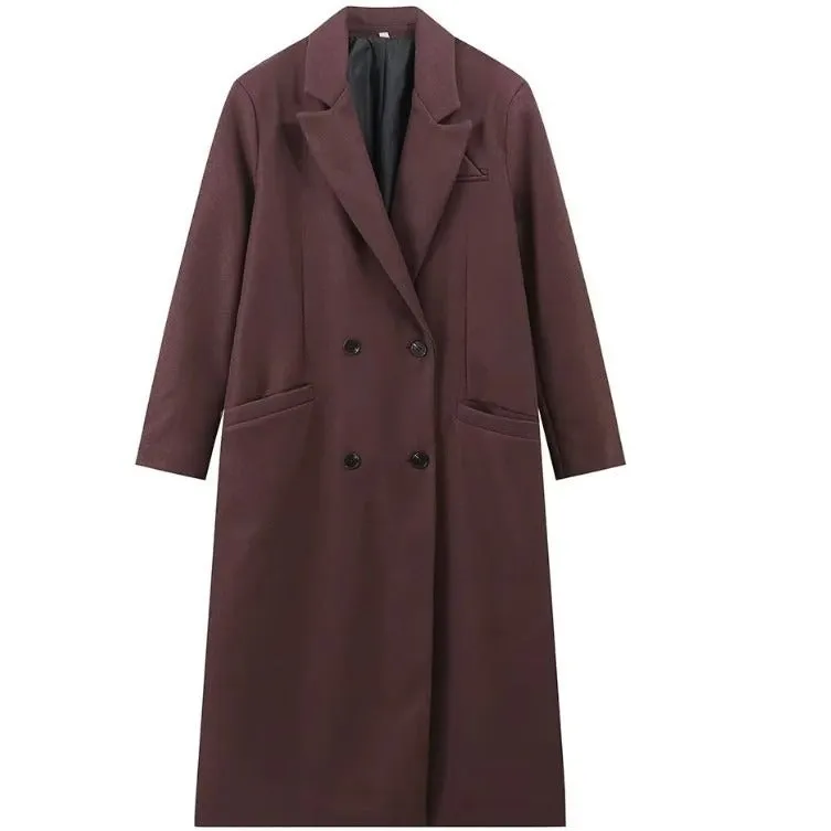 Pre Order: Long Padded Shoulder Lapel Coat