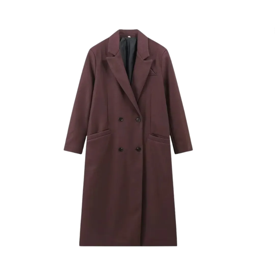 Pre Order: Long Padded Shoulder Lapel Coat