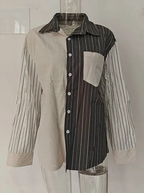 Pre Order:  Mixed Stripes Single Breasted Shirt