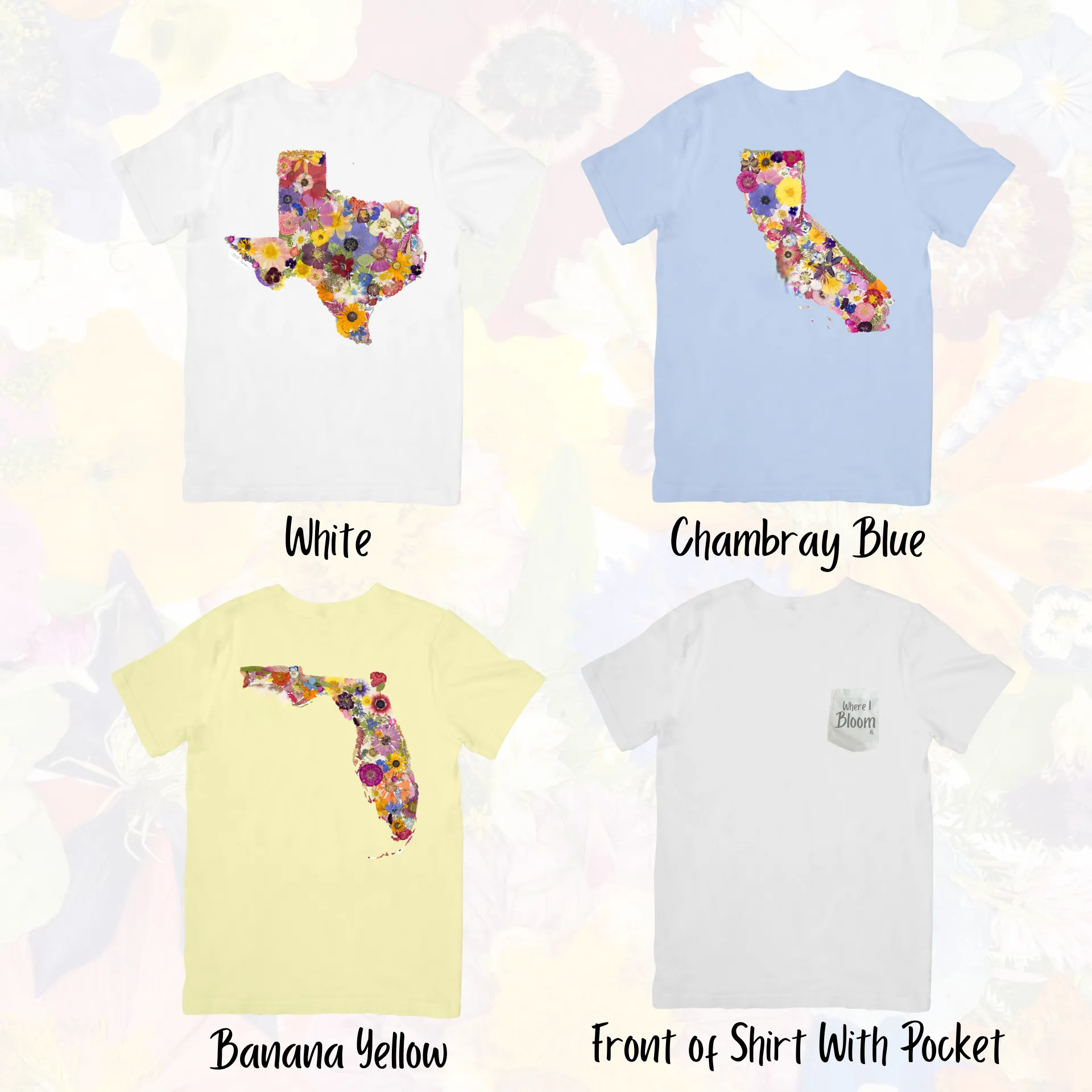 Pre Order State Themed Comfort Colors Tshirt - "Where I Bloom" Collection