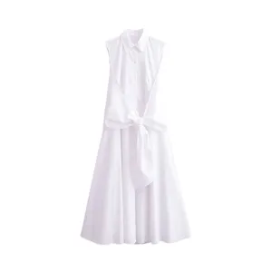 Pre Order:  White A-Line Mid-Length Slim Dress