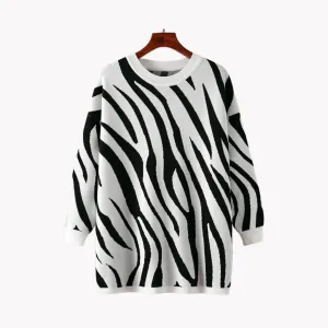 Pre Order:  Zebra Loose Fit Knit Sweater