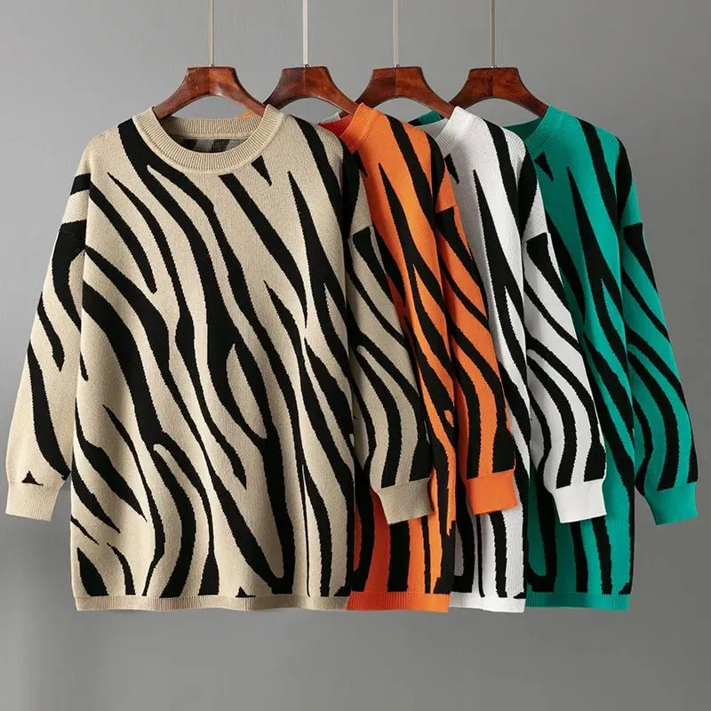 Pre Order:  Zebra Loose Fit Knit Sweater