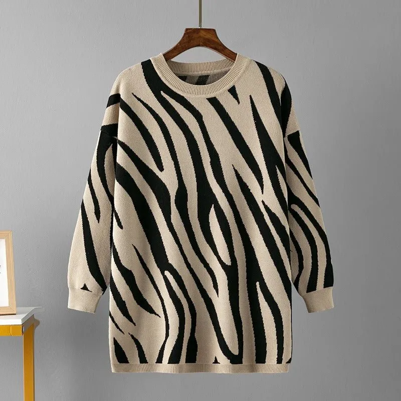 Pre Order:  Zebra Loose Fit Knit Sweater