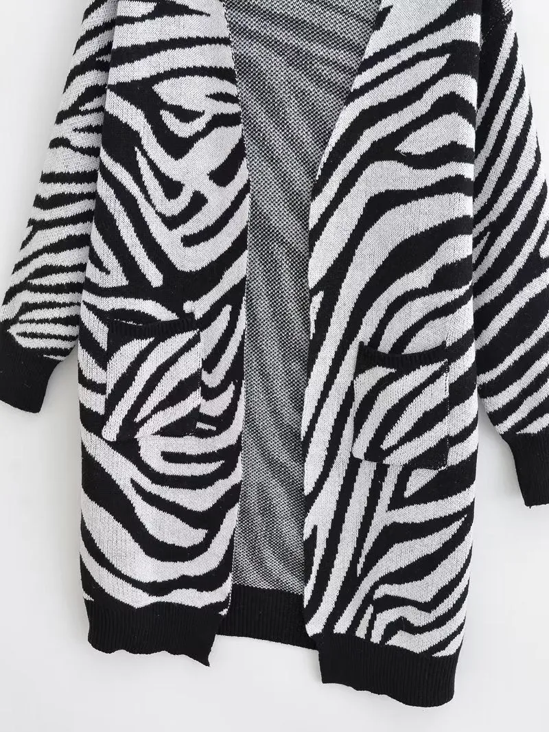 Pre Order:  Zebra Open Stitch Long Sweater