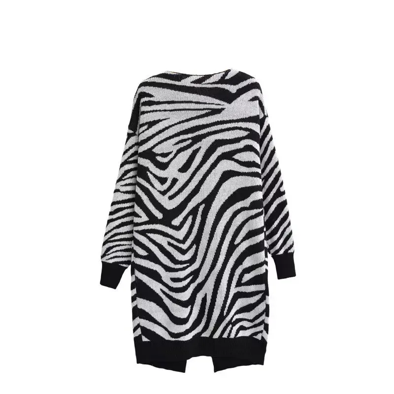 Pre Order:  Zebra Open Stitch Long Sweater