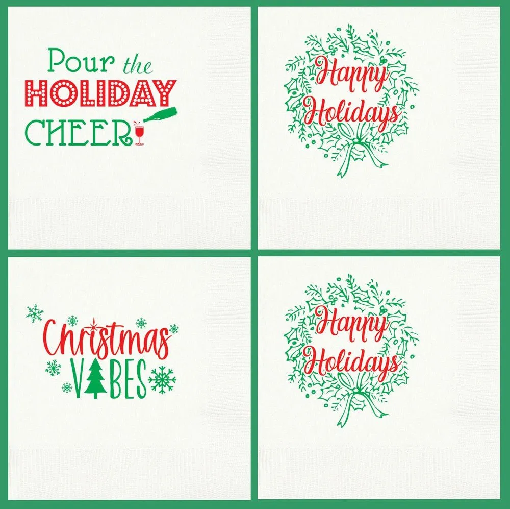 Pre-Printed Christmas Party Cocktail, Appetizer & Dessert Napkins