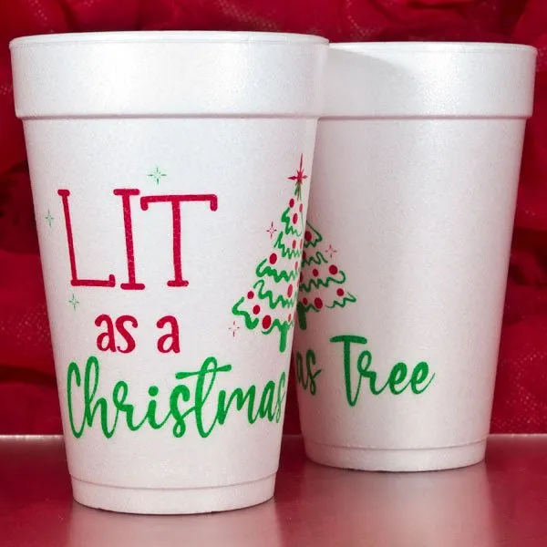 Pre-Printed Polystyrene Foam 16 Oz. Christmas Theme Holiday Party Cups