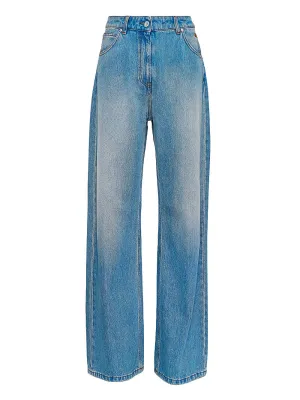 Pre-Washed Wide Leg Denim Pants