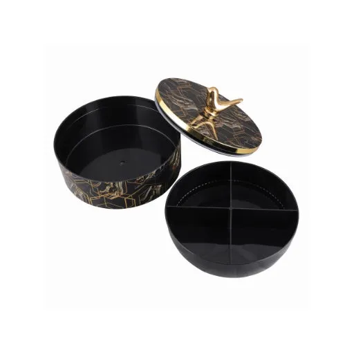 Premium 4-Section Dry-Fruit Storage Box - Black & Gold