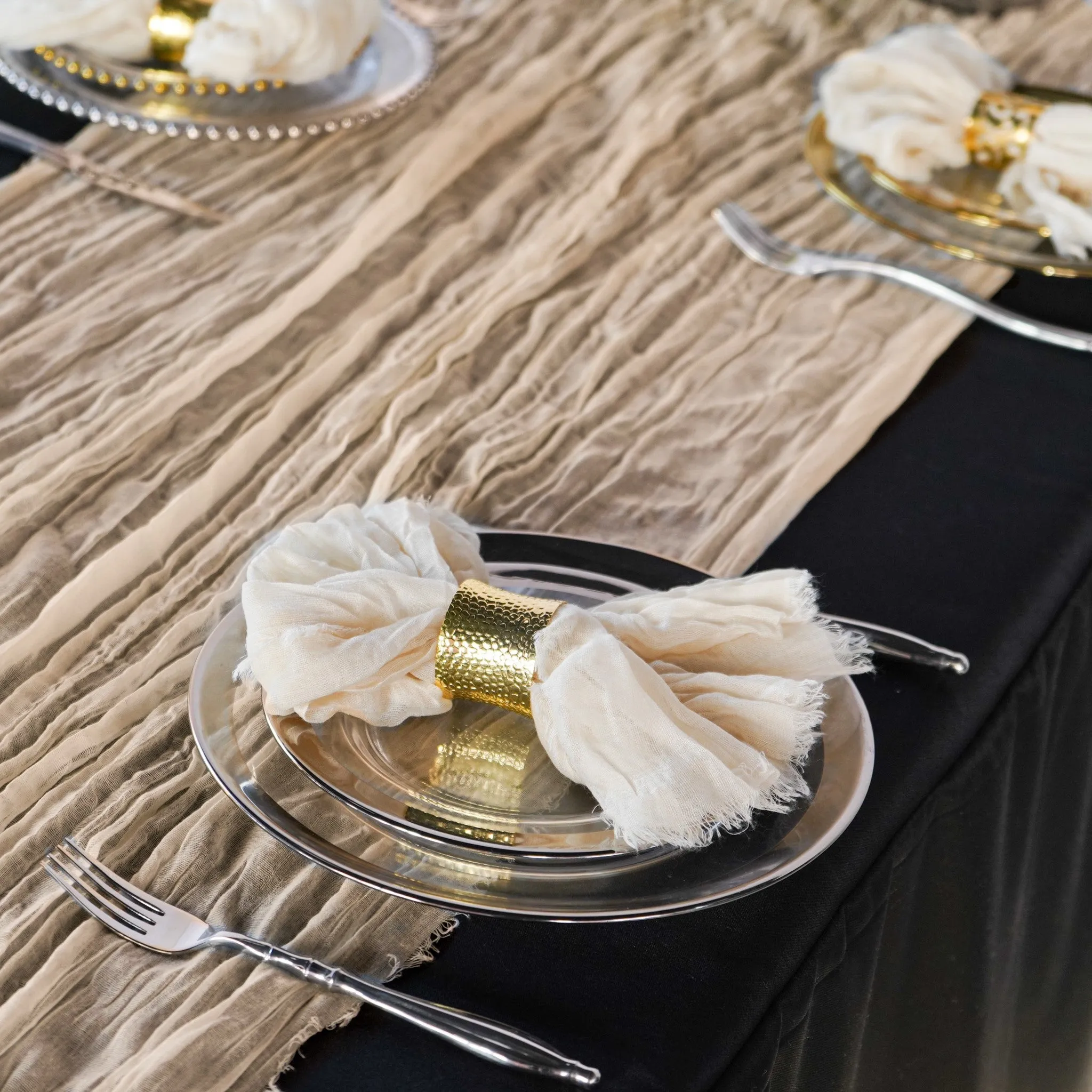 Premium Cheesecloth Table Runner 16FT x 25" - Champagne