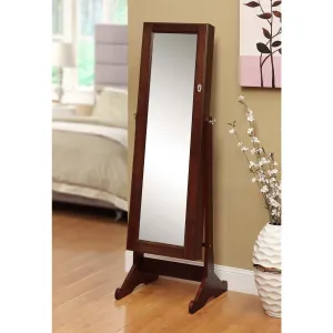 Premium Cherry Cheval Mirror Jewelry Cabinet Armoire Box Stand Organizer Case