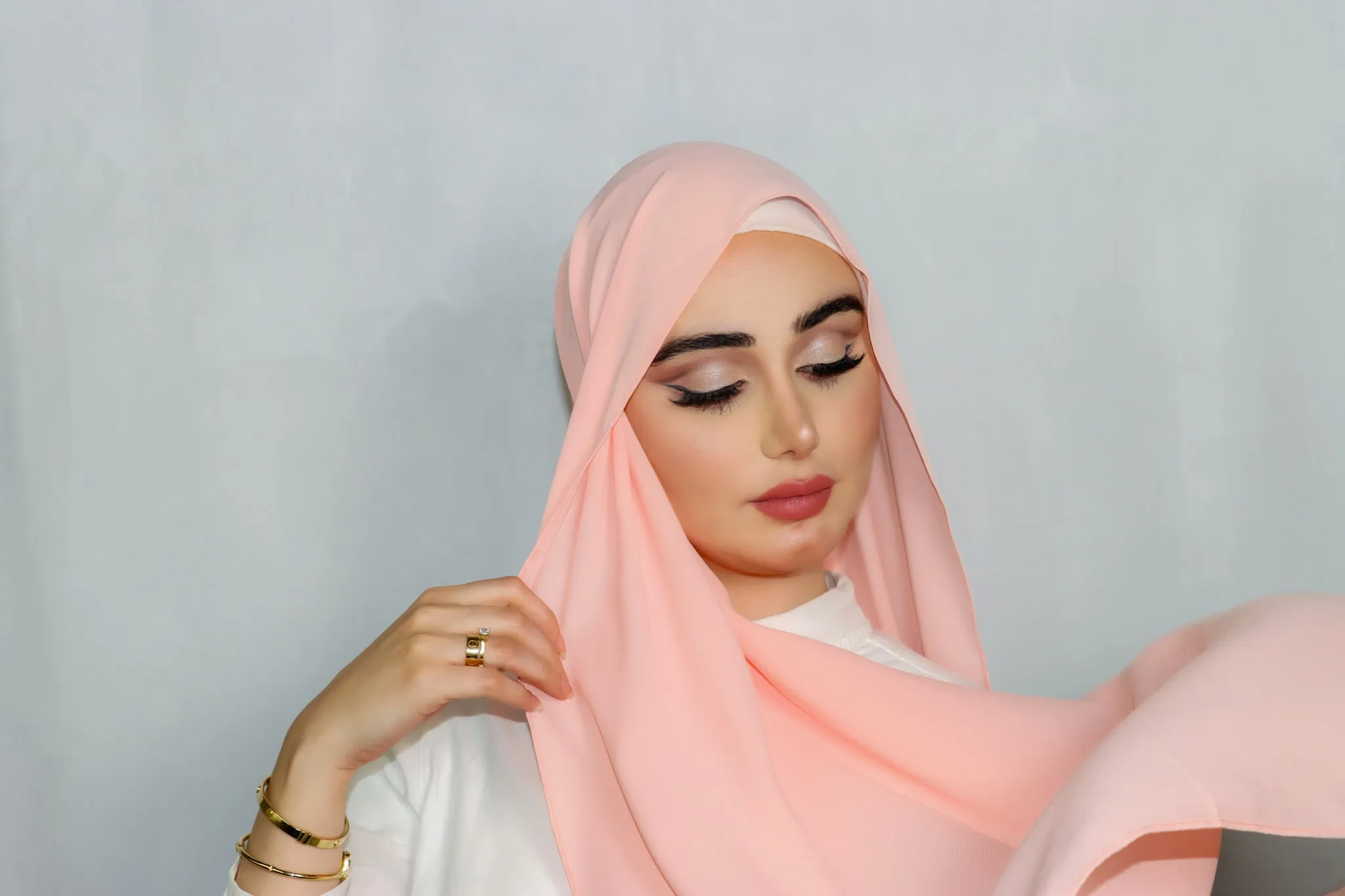 Premium Chiffon Pearl Rose Hijab