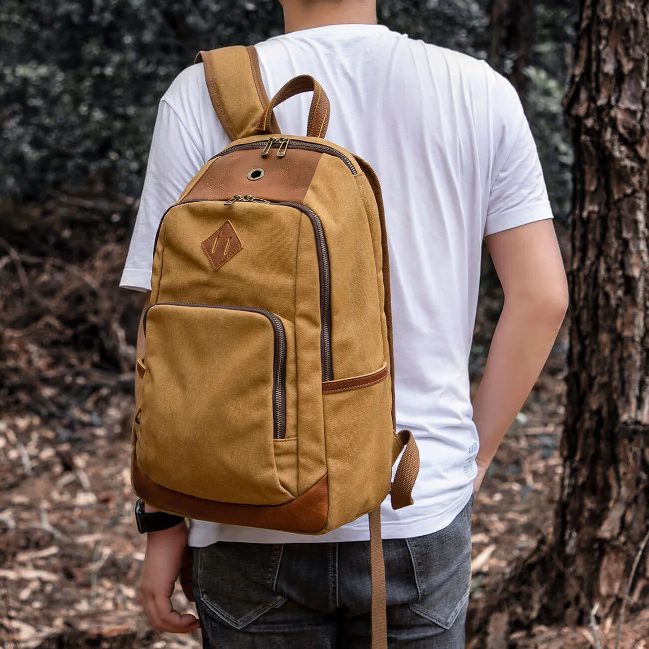 Premium Crafted Canvas Backpack - Fits 16" Laptops 19L