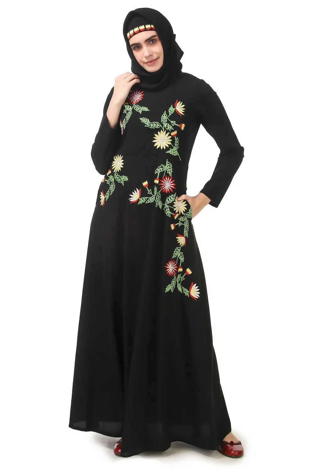 Premium Front Embroidered Anarkali Abaya