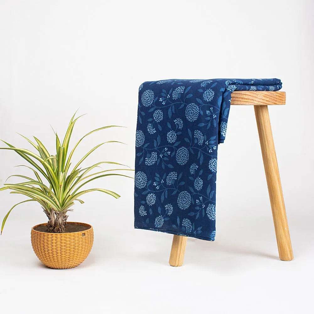 Premium Indigo Floral Cotton Fabric