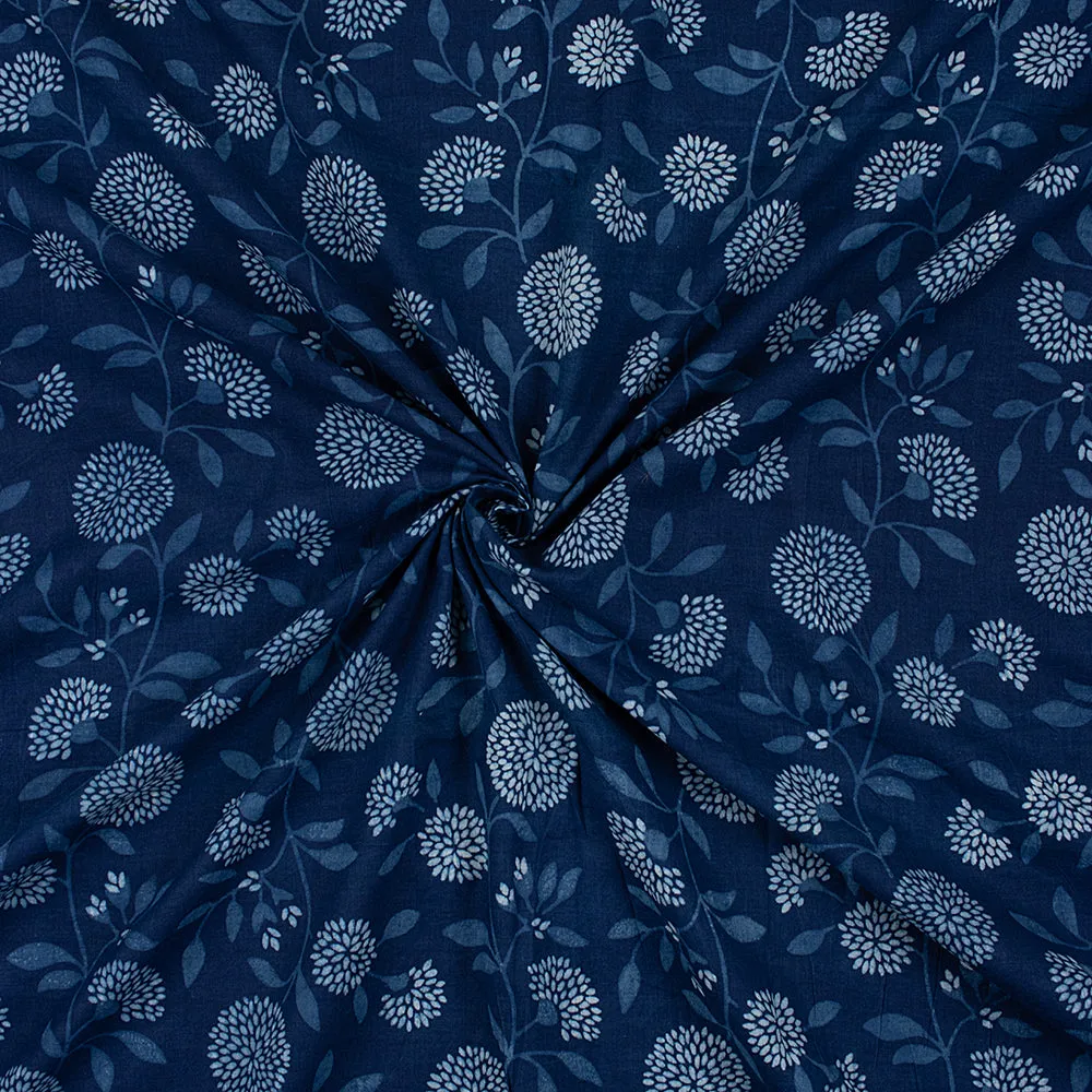 Premium Indigo Floral Cotton Fabric