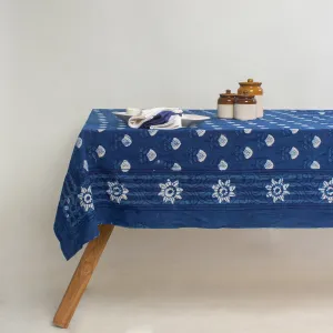 Premium Indigo Floral Printed Soft Cotton Table Cover Cloth