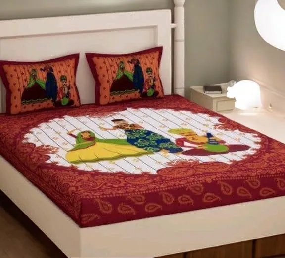 Premium Jaipuri Cotton Bedsheets, Rajasthani Heritage Collection, 100% Pure Cotton (Folk Dance)