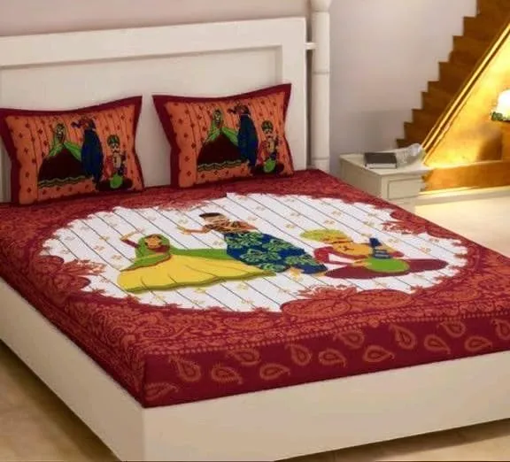 Premium Jaipuri Cotton Bedsheets, Rajasthani Heritage Collection, 100% Pure Cotton (Folk Dance)