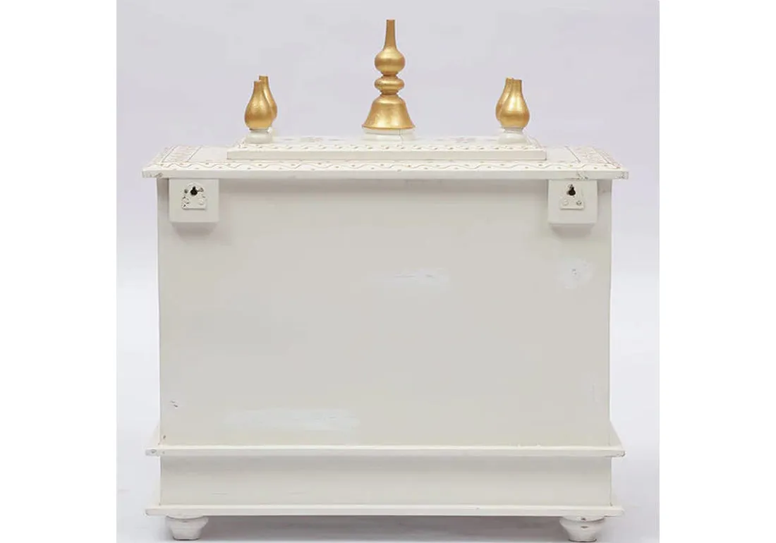 Premium Looking White and Gold Wooden Temple