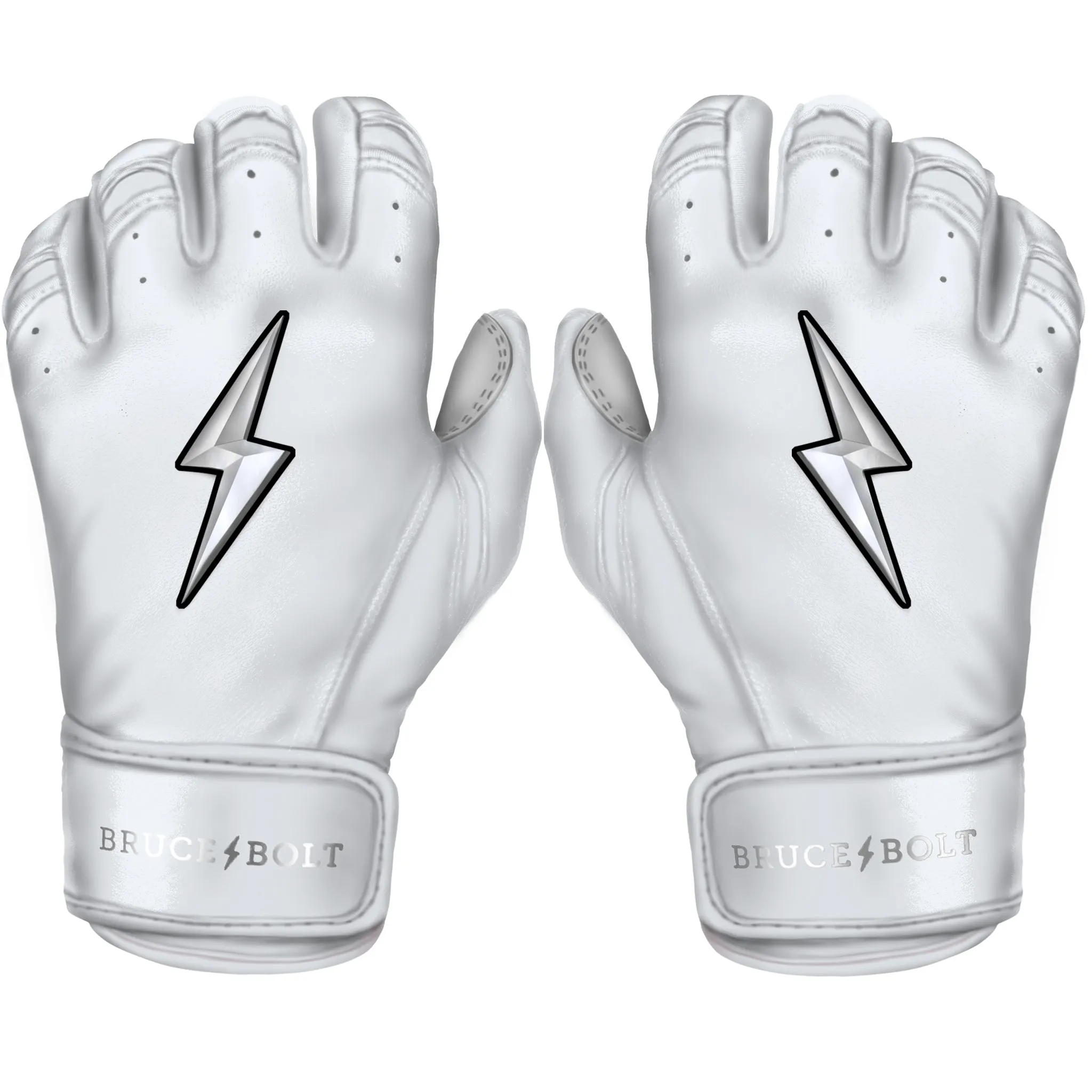 PREMIUM PRO CHROME Series Short Cuff Batting Gloves | WHITE