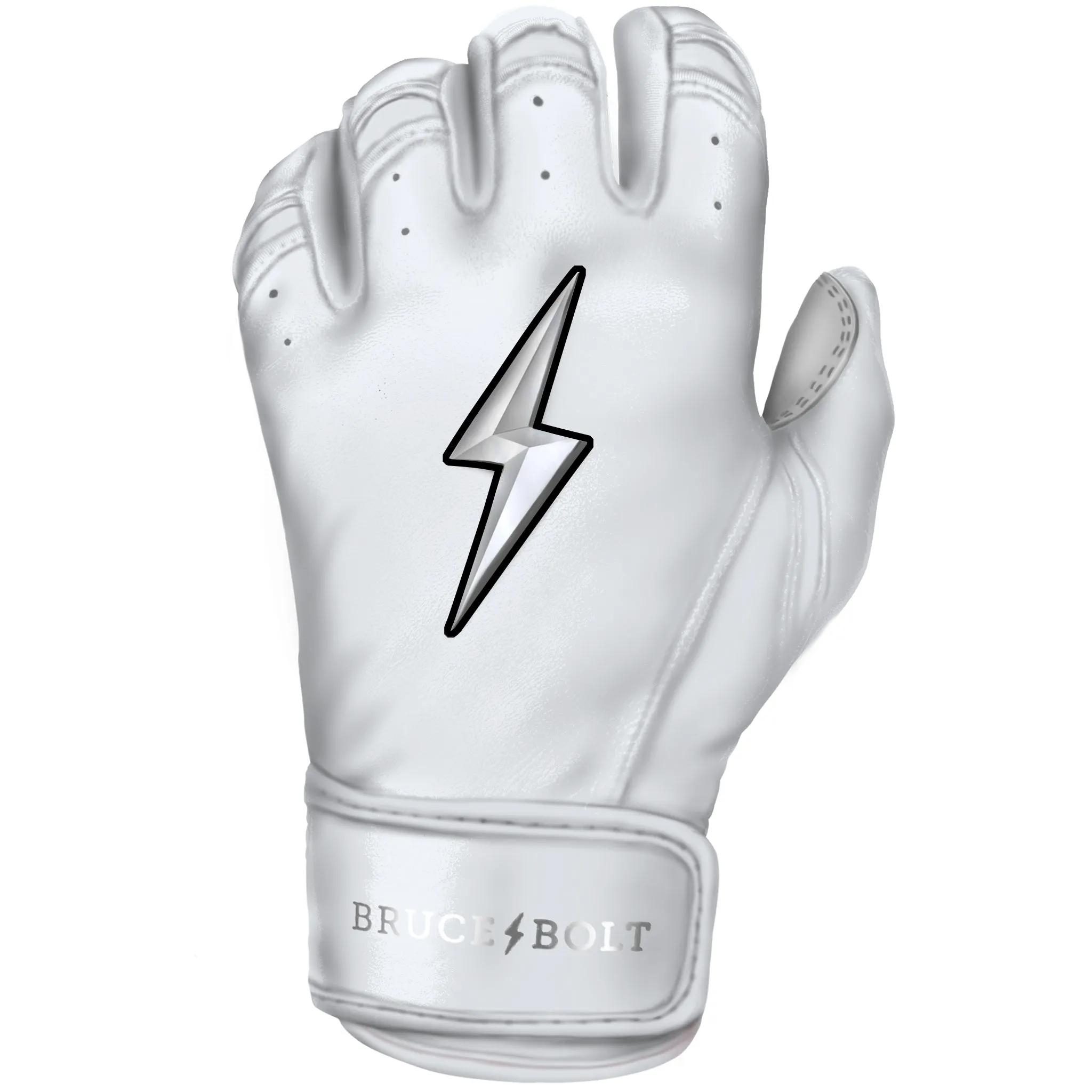 PREMIUM PRO CHROME Series Short Cuff Batting Gloves | WHITE