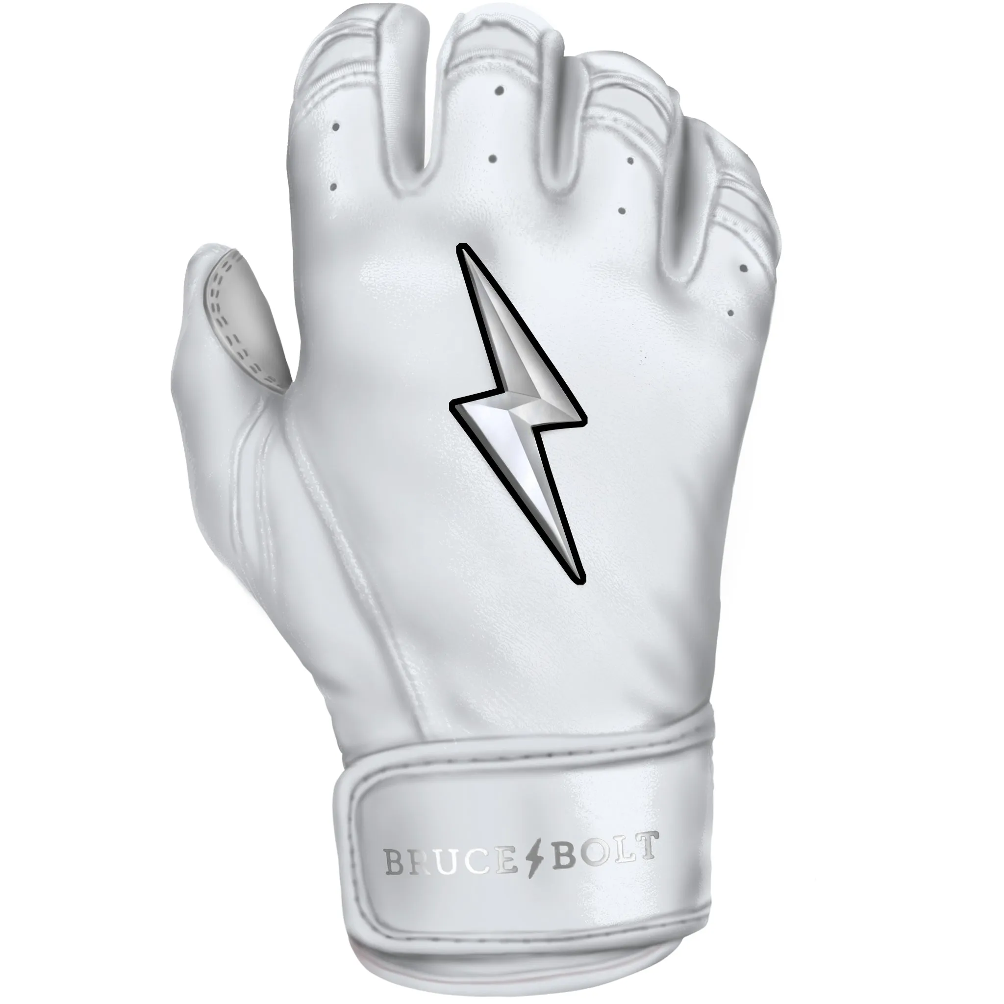 PREMIUM PRO CHROME Series Short Cuff Batting Gloves | WHITE