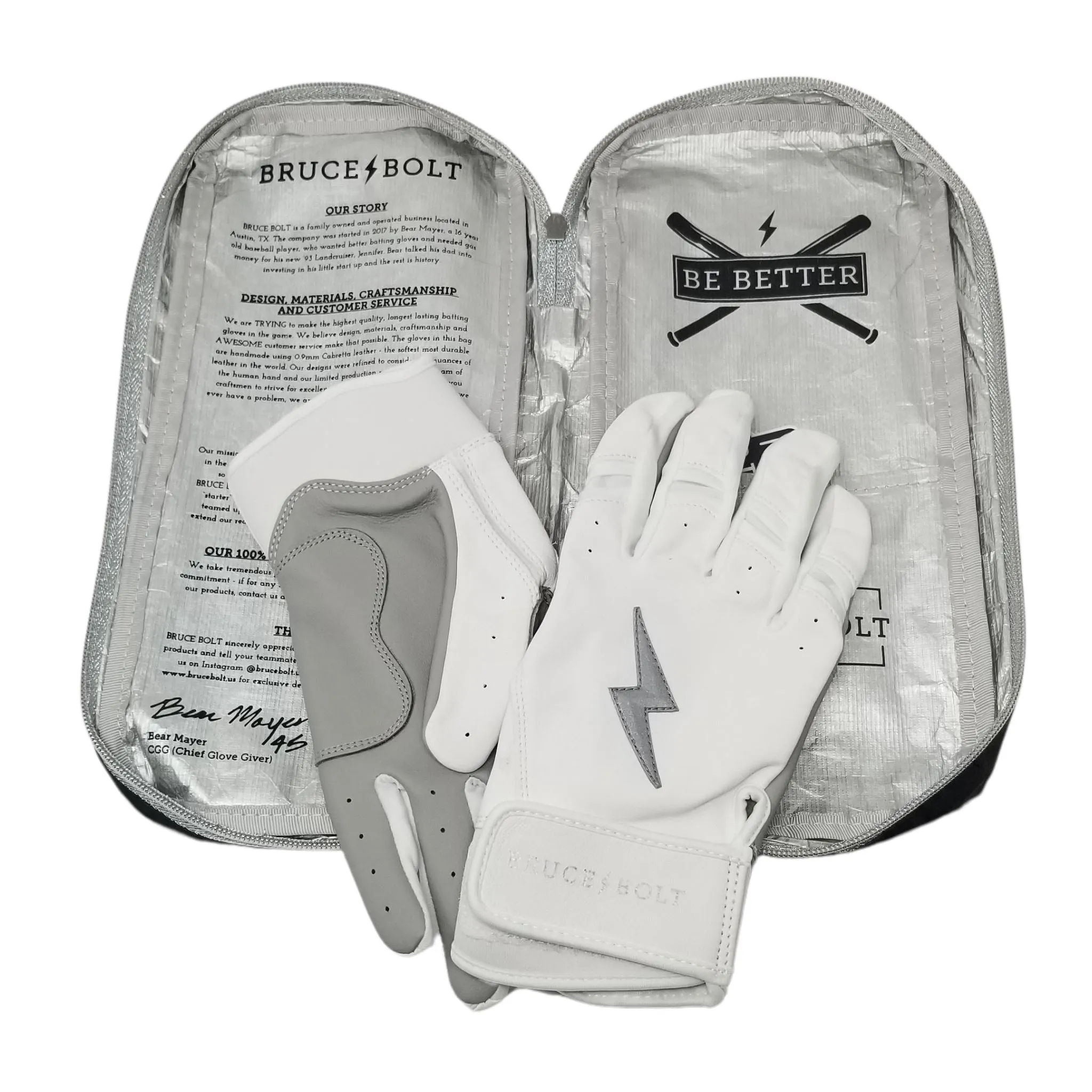 PREMIUM PRO CHROME Series Short Cuff Batting Gloves | WHITE