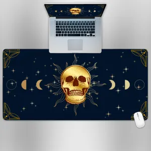 Premium PU Leather Mouse Pads | Non-Slip |Waterproof | Stylish & Durable | Celestial Goth Skull