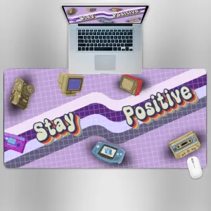 Premium PU Leather Mouse Pads | Non-Slip |Waterproof | Stylish & Durable | Stay Positive -Retro