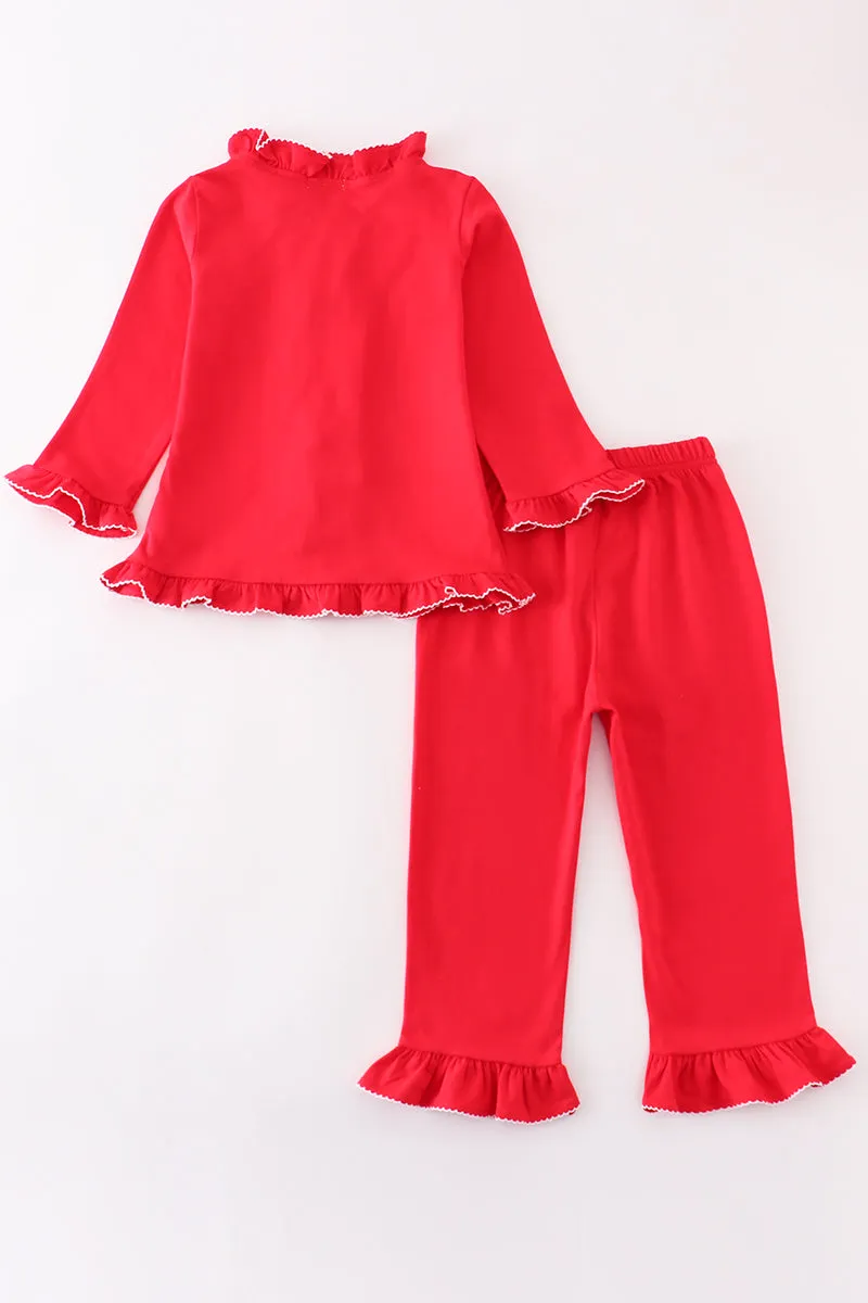 Premium Red ruffle girl pajama set