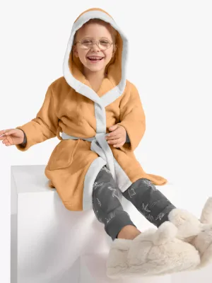 Premium Unisex Peach Bathrobe for Kids Ages 4-14 years with Hood and Tie Up Belt High quality Absorbent