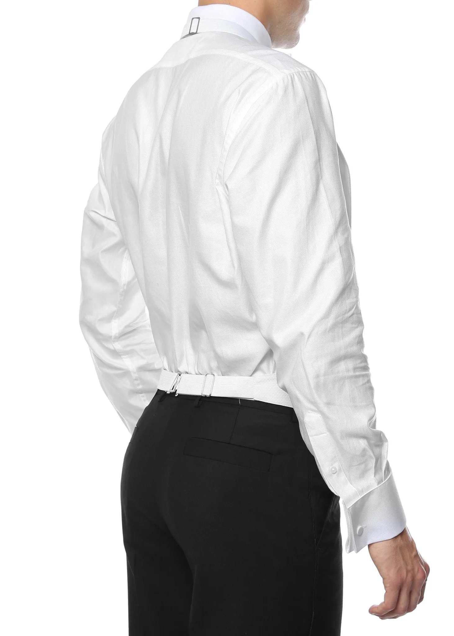 Premium White Pique 100% Cotton Backless Tuxedo Vest / FIT ALL (S-XL)