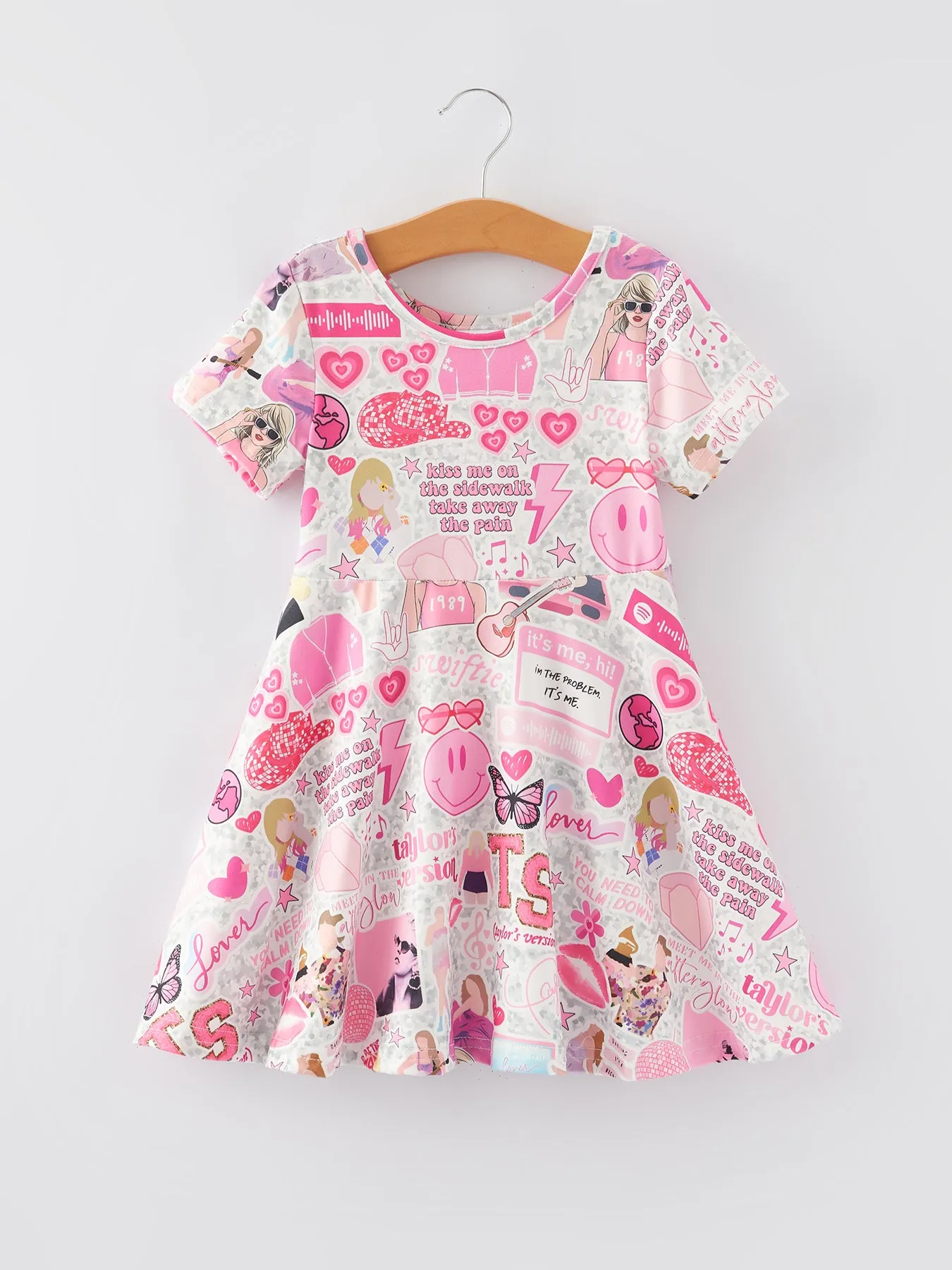 PREORDER  Ship on 4th Dec Ts Twirly  Print Girls Milk Silk Dress