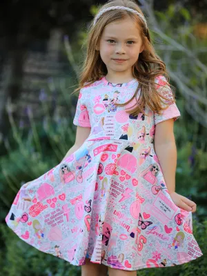 PREORDER  Ship on 4th Dec Ts Twirly  Print Girls Milk Silk Dress