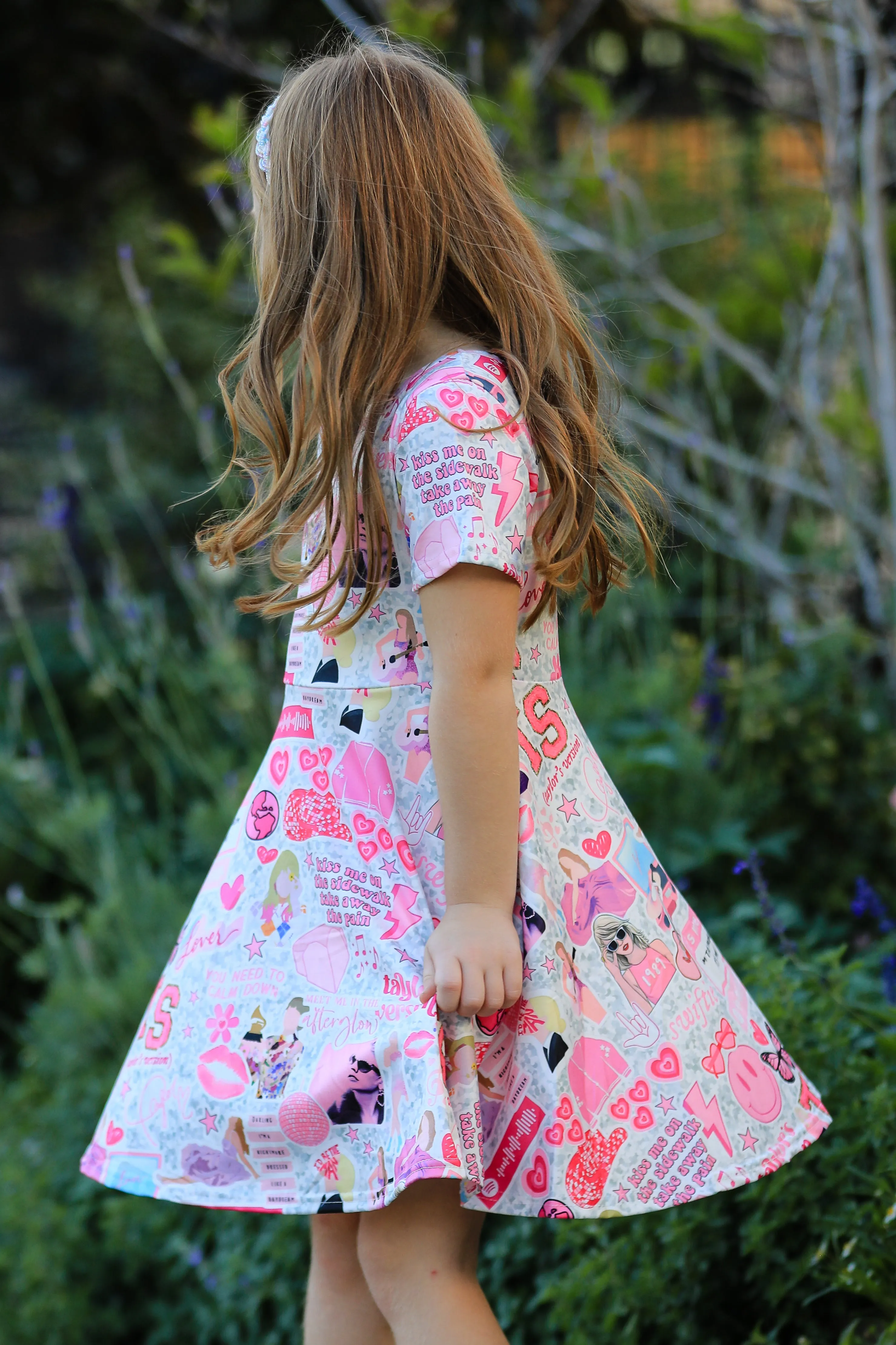 PREORDER  Ship on 4th Dec Ts Twirly  Print Girls Milk Silk Dress